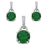 sterling silver emarald cz earring and pendant set