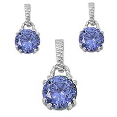sterling silver tanzanite cz earring and pendant set
