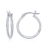 sterling silver 2/20mm high polish hoop earrings