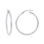 sterling silver 2/30mm high polish hoop earrings