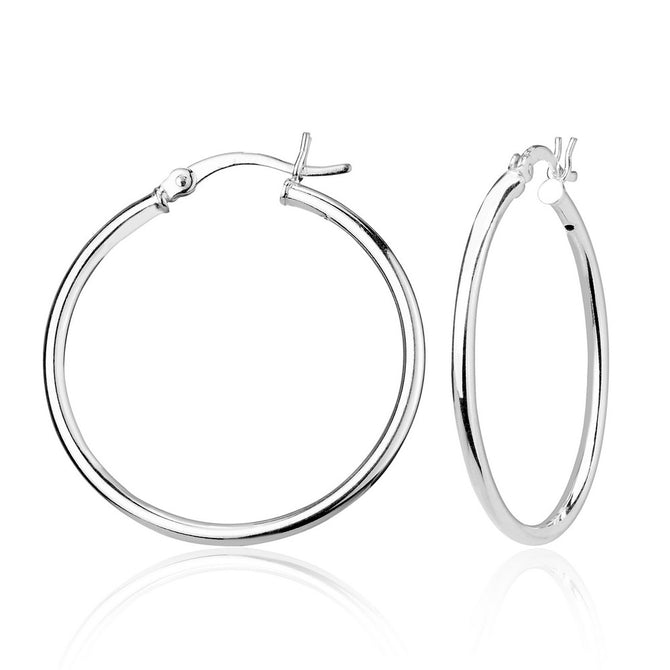 sterling silver 2/35mm high polish hoop earrings