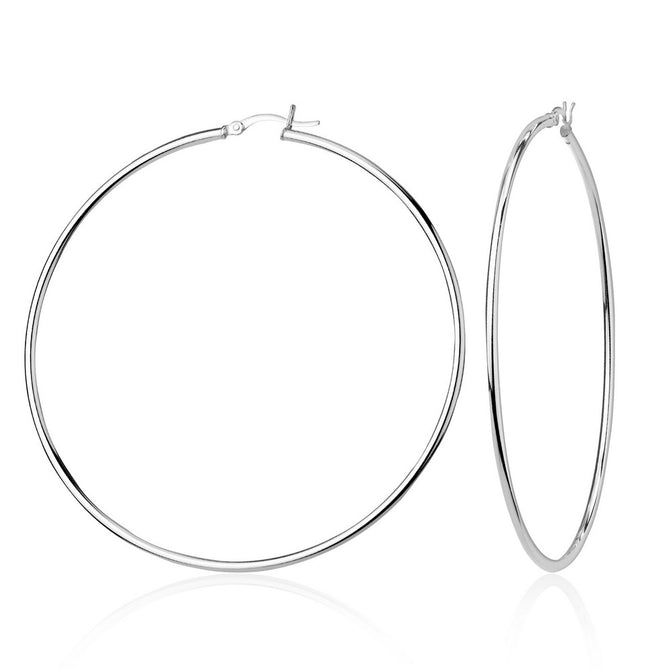 sterling silver 2/50mm high polish hoop earrings