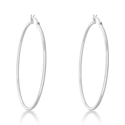 sterling silver 2/60mm high polish hoop earrings