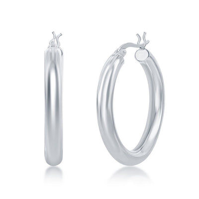 sterling silver 4/30mm high polish hoop earrings