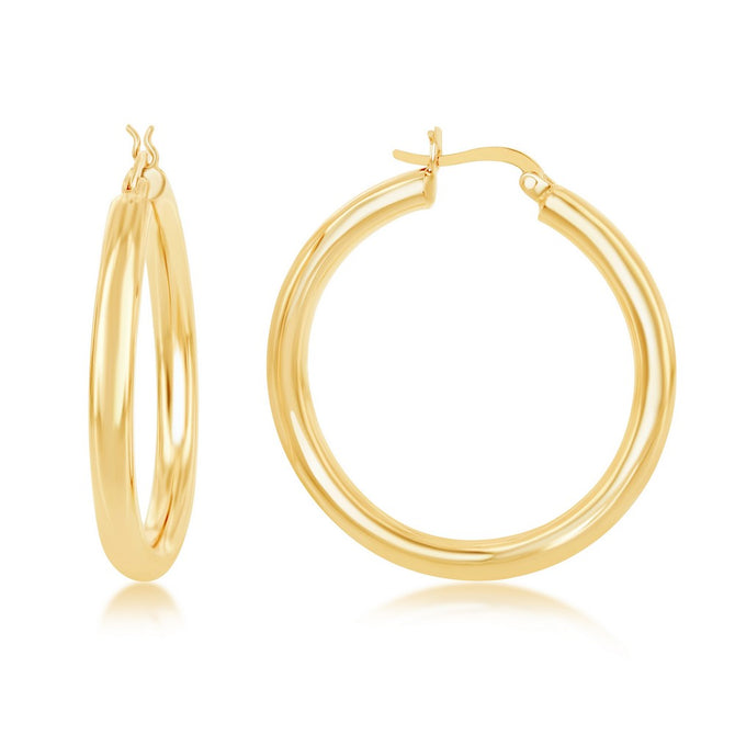 Sterling Silver / Gold Plated 4/40mm high polish hoop earrings