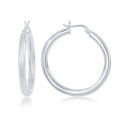 sterling silver 4/40mm high polish hoop earrings