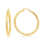 sterling silver/ gold plated 4/50mm high polish hoop earrings