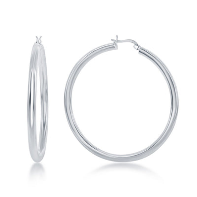 sterling silver 4/60mm high polish hoop earrings