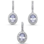 beautiful clear cz dangle drop earring and pendent set
