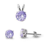 sterling silver light amethyst cz earring and pendant set