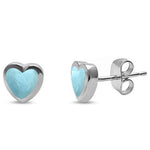 larimar heart sterling silver stud earrings