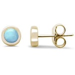 yellow gold plated larimar sterling silver stud earrings