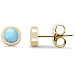 yellow gold plated larimar sterling silver stud earrings