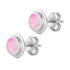 pink opal stud sterling silver earring