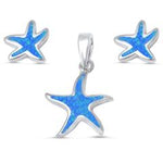 blue opal starfish earring and pendent sterling silver set