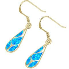 yellow gold plated blue opal sterling silver earrings