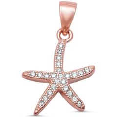 rose gold plated starfish and cz sterling silver pendent