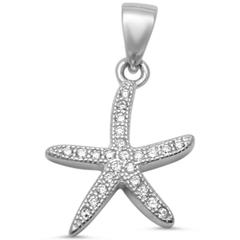 micro pave cz starfish sterling silver pendent