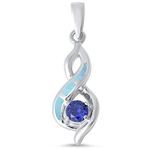 larimar and tanzanite cz infinity design sterling silver pendent
