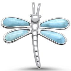 larimar dragonfly sterling silver pendent