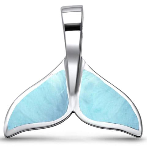 larimar whale tail sterling silver pendent