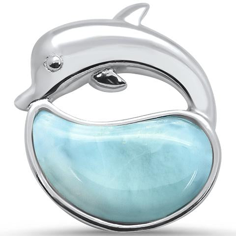 larimar dolphin sterling silver pendent