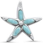 larimar and cz starfish sterling silver pendent