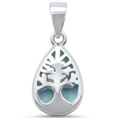 larimar tree of life sterling silver pendent