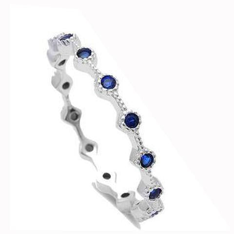 blue sapphire cz eternity band sterling silver ring