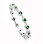 emerald cz eternity band sterling silver ring