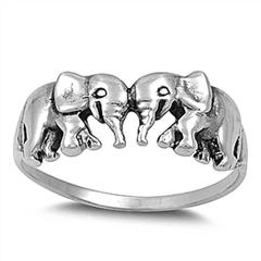 plain elephant band sterling silver ring