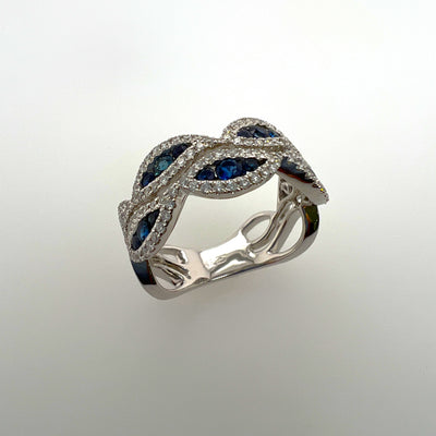 Sapphire and Diamonds Leaves Ring