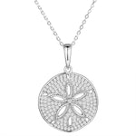 sterling silver pave cubic zirconia sand dollar pendant