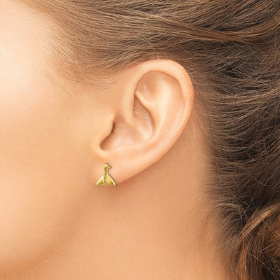 14K Whale Tail Post Earrings