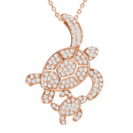 sterling silver pave cubic zirconia rose gold overlay turtle pendant