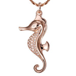 sterling silver cubic zirconia rose gold overlay seahorse pendant