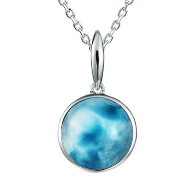 sterling silver larimar circle pendant