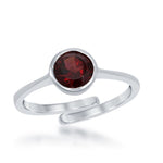 sterling silver/ bezel set garnet cz adjustable ring