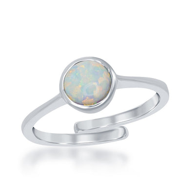 sterling silver/bezel set white inlay opal adjustable ring