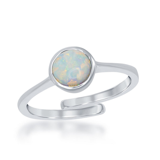sterling silver/bezel set white inlay opal adjustable ring