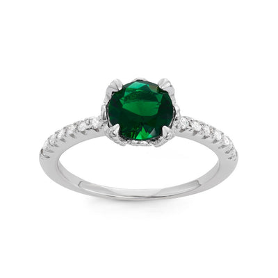 sterling silver cz band with round emerald cz