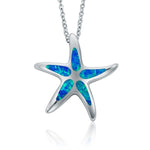 sterling silver lab opal starfish pendant 