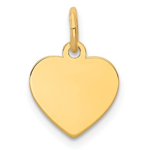 14K Plain .009 Gauge Engravable Heart Disc Charm