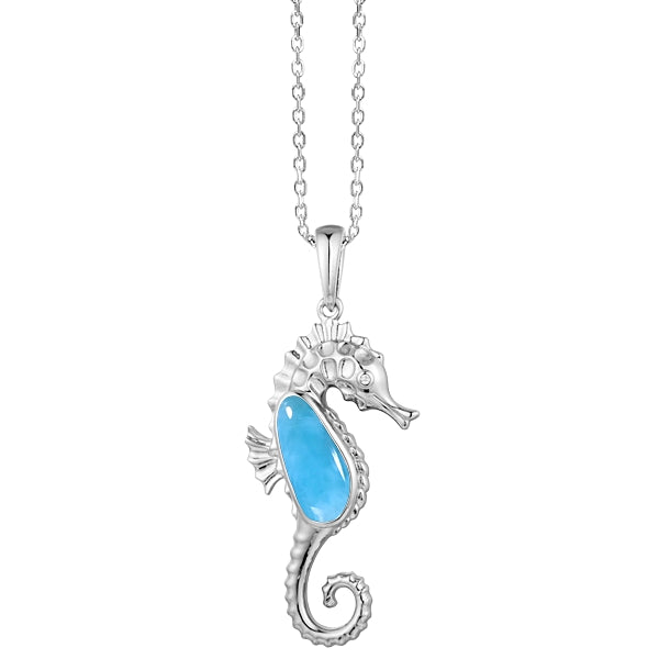 sterling silver larimar seahorse pendant