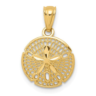 14K Gold Polished Filigree Sand Dollar Pendant