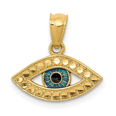 14K Enameled Eye Pendant