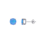 sterling silver blue opal 6mm round stud earring