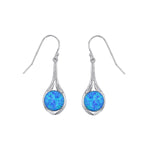 sterling silver blue opal round shape teardrop earring