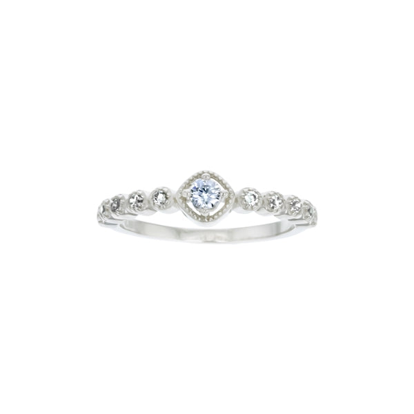 sterling silver stackable cz band ring with cz center