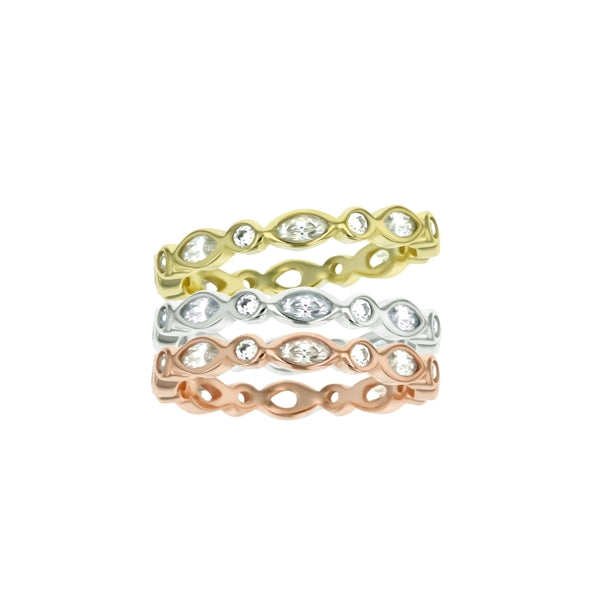 sterling silver stackable cz band ring